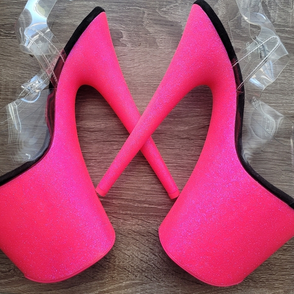 Neon Hot Pink Pleaser Heels - Picture 2 of 6